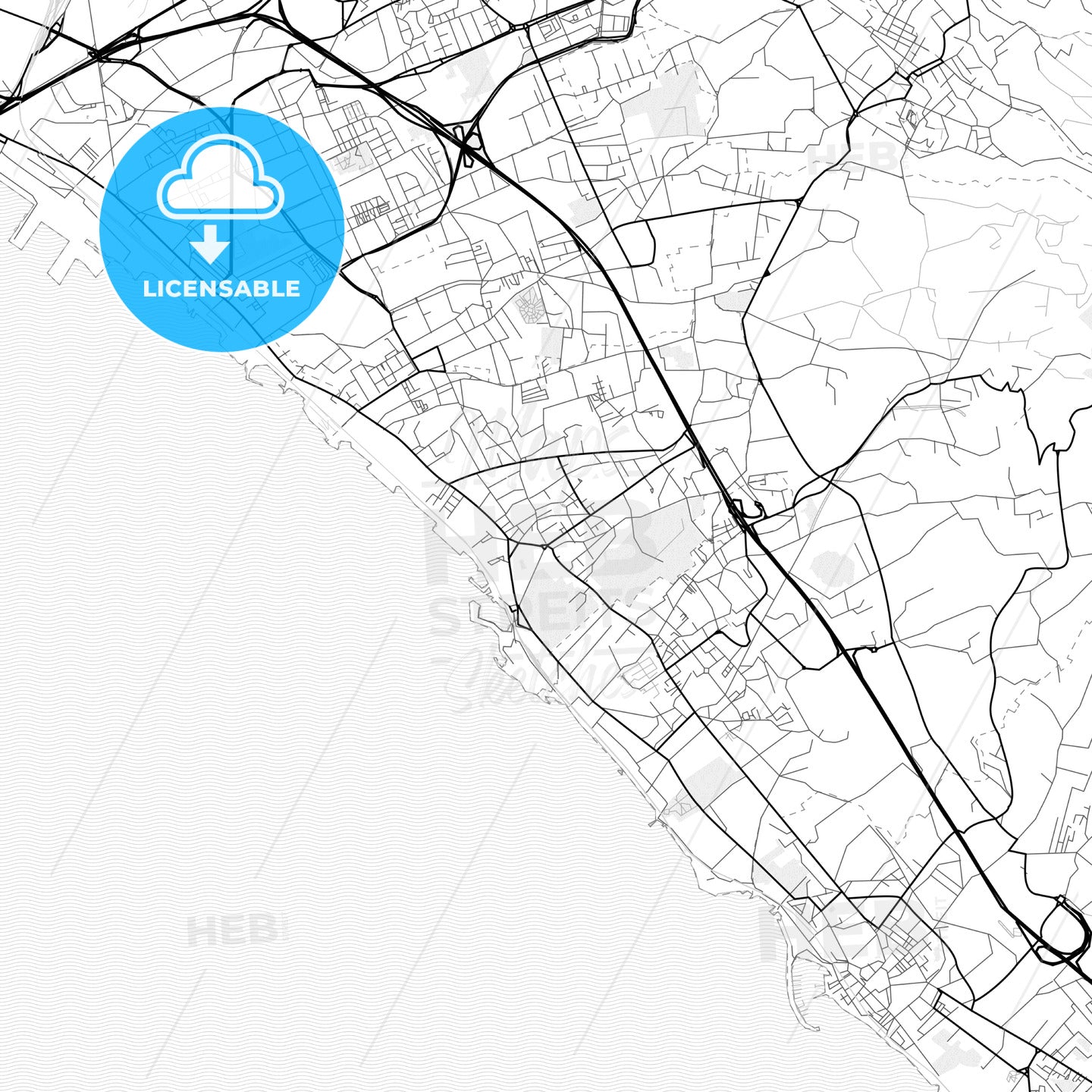 Vector PDF map of Portici, Italy