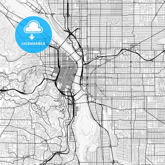 Vector PDF map of Portland, Oregon, United States