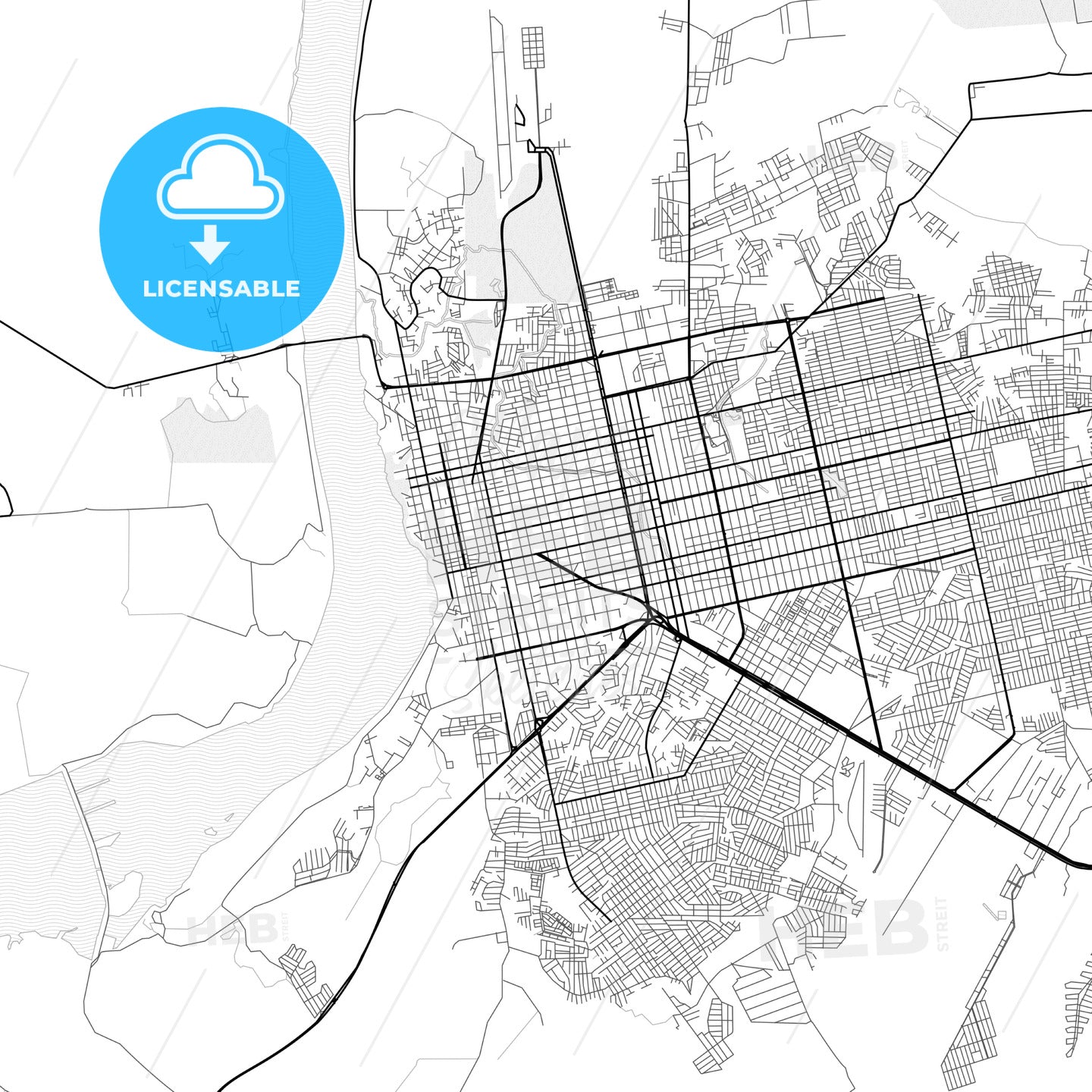 Vector PDF map of Porto Velho, Brazil