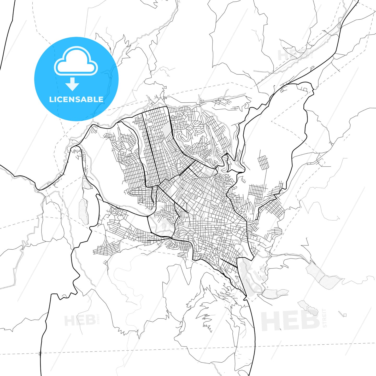 Vector PDF map of Potosi, Bolivia