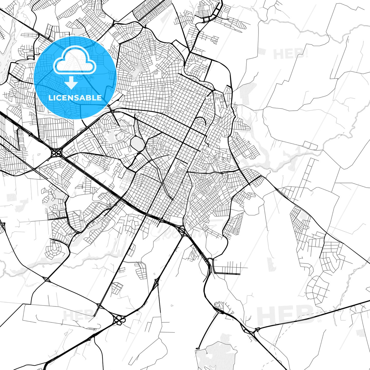 Vector PDF map of Presidente Prudente, Brazil