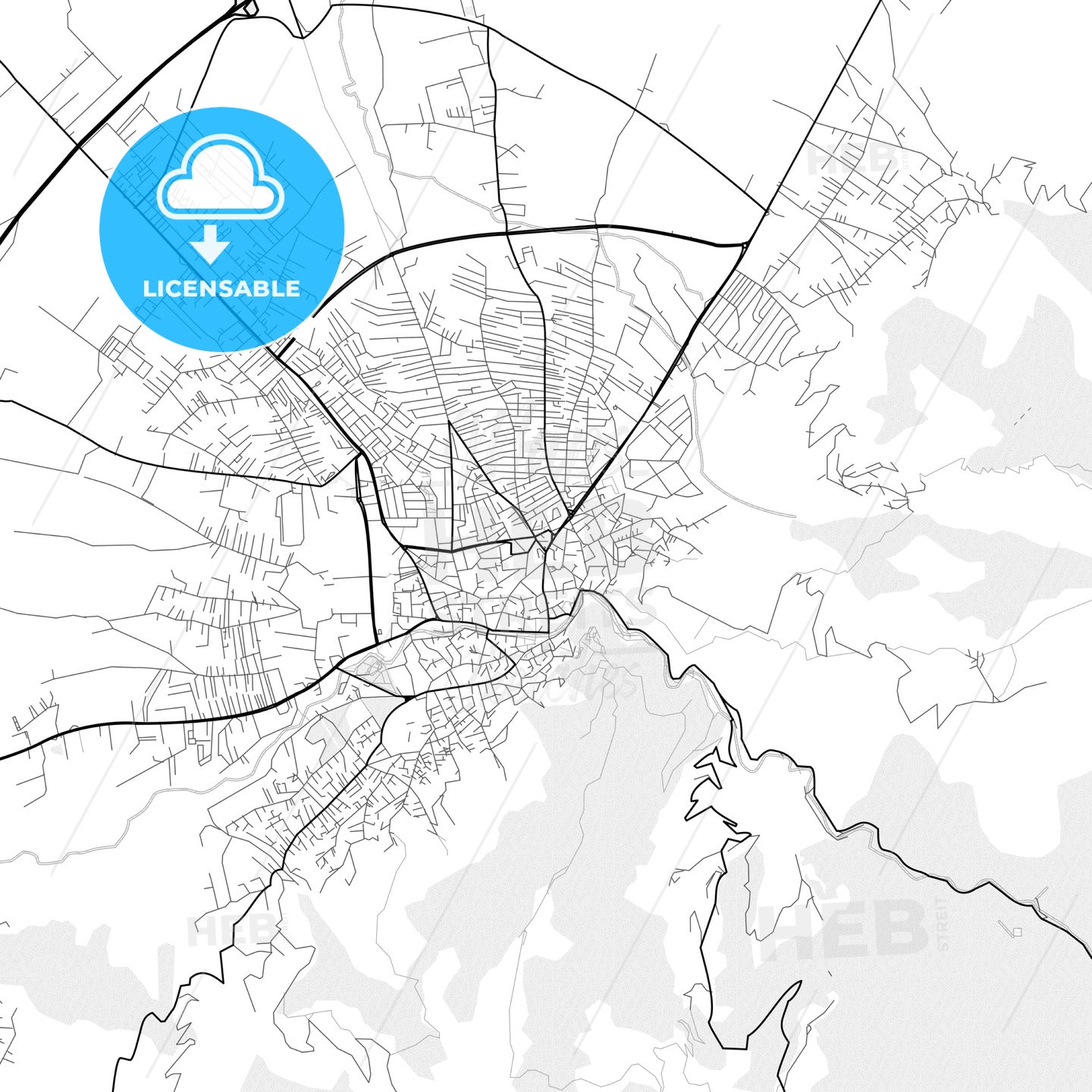 Vector PDF map of Prizreni / Prizren, Kosovo