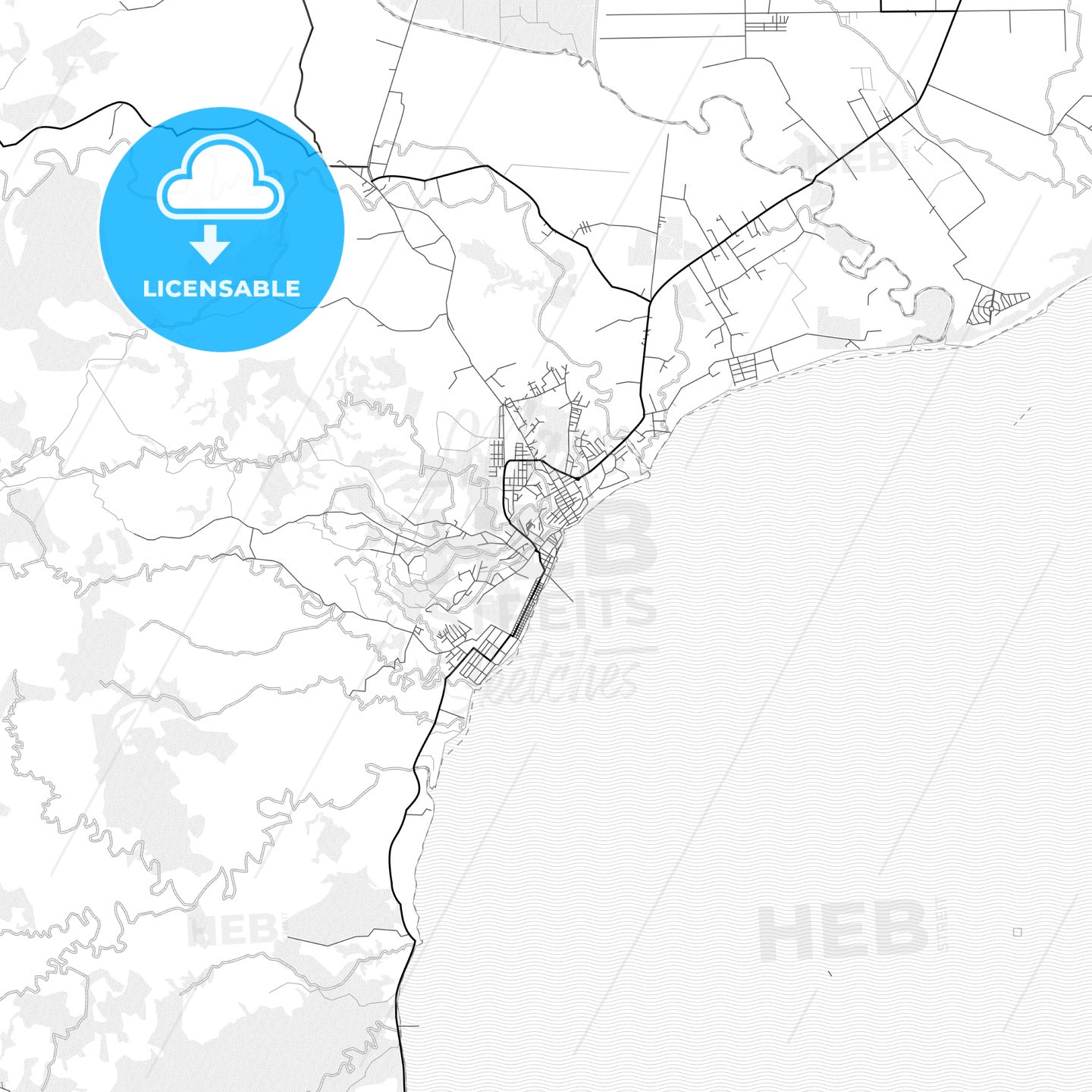 Vector PDF map of Puerto Armuelles, Panama