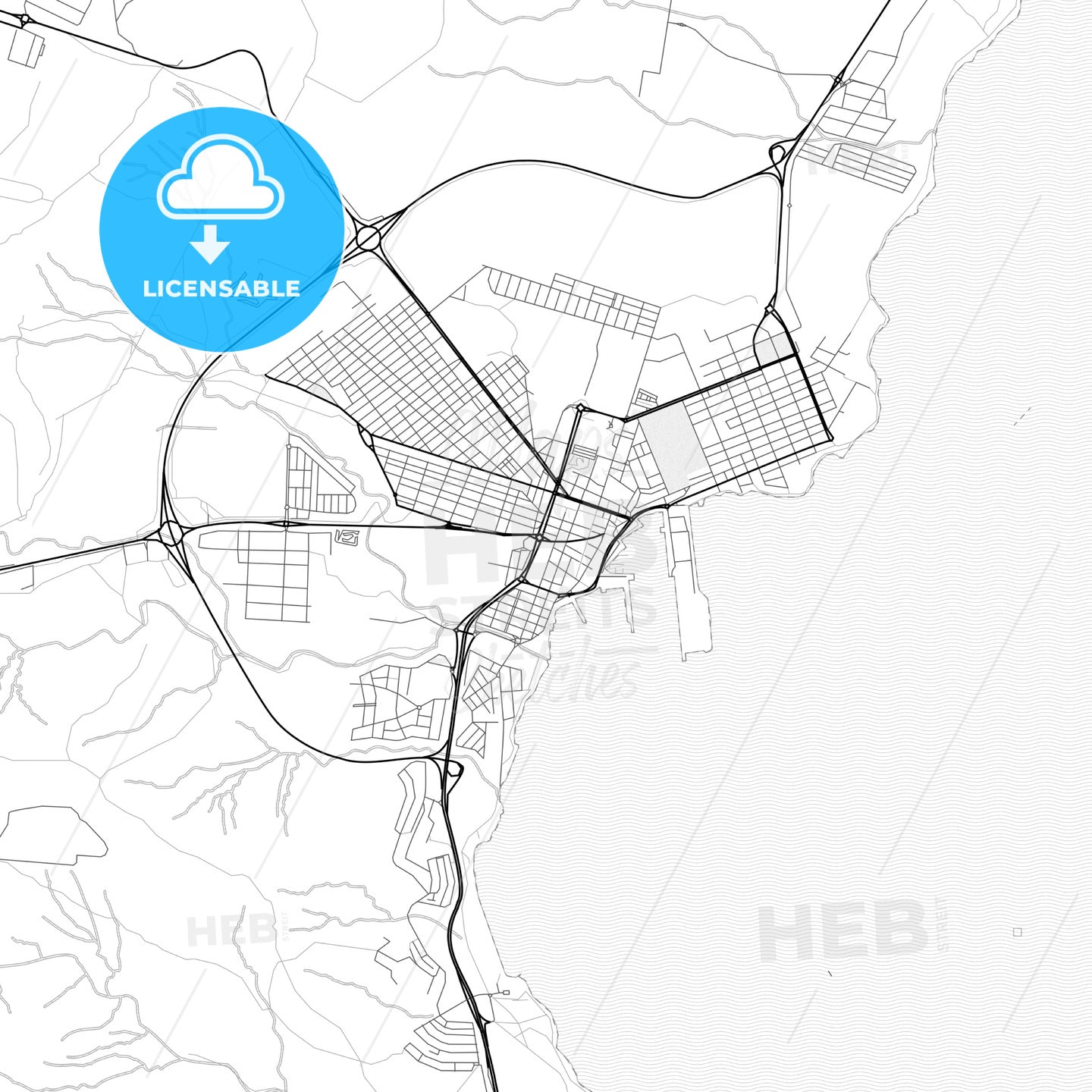 Vector PDF map of Puerto del Rosario, Spain