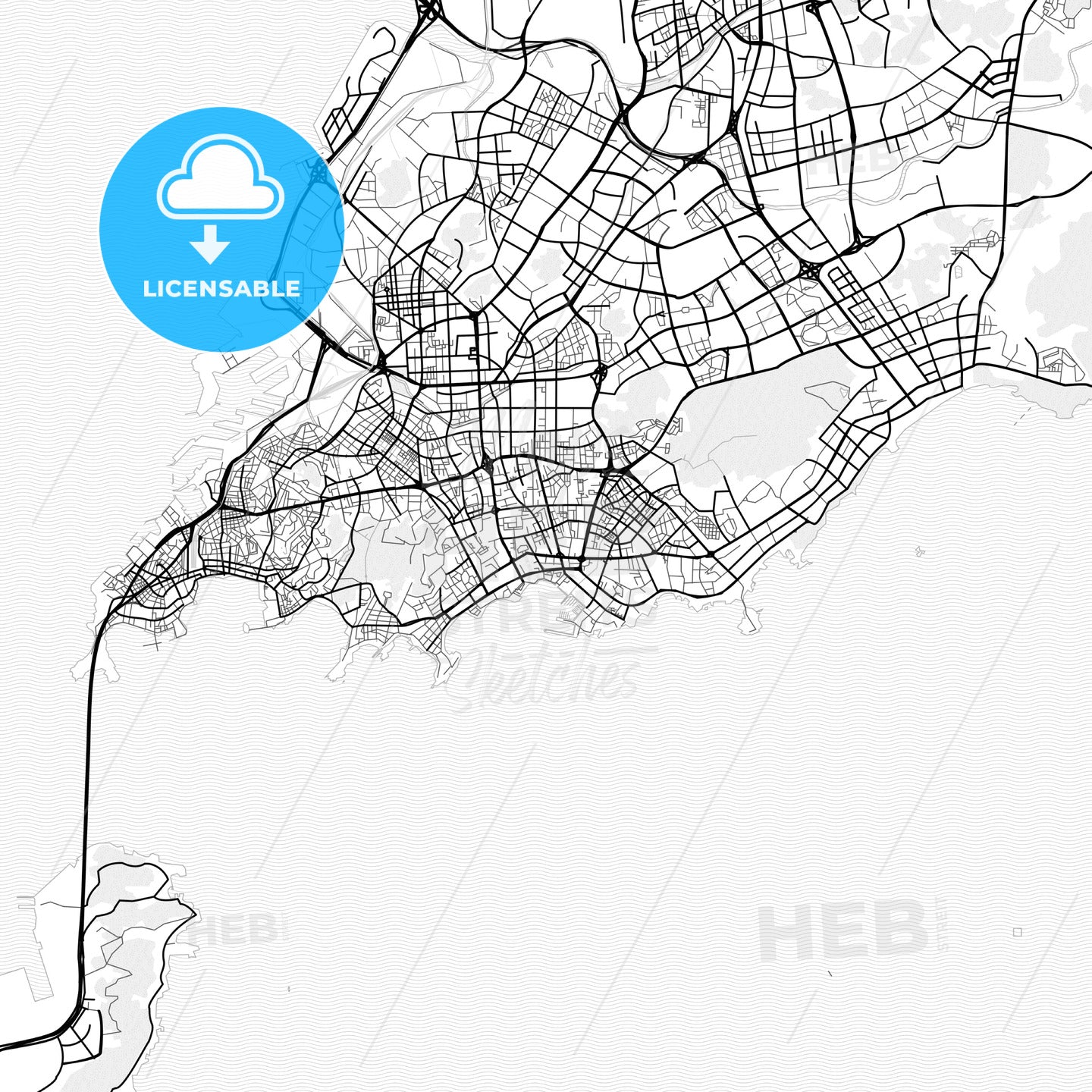 Vector PDF map of Qingdao, China