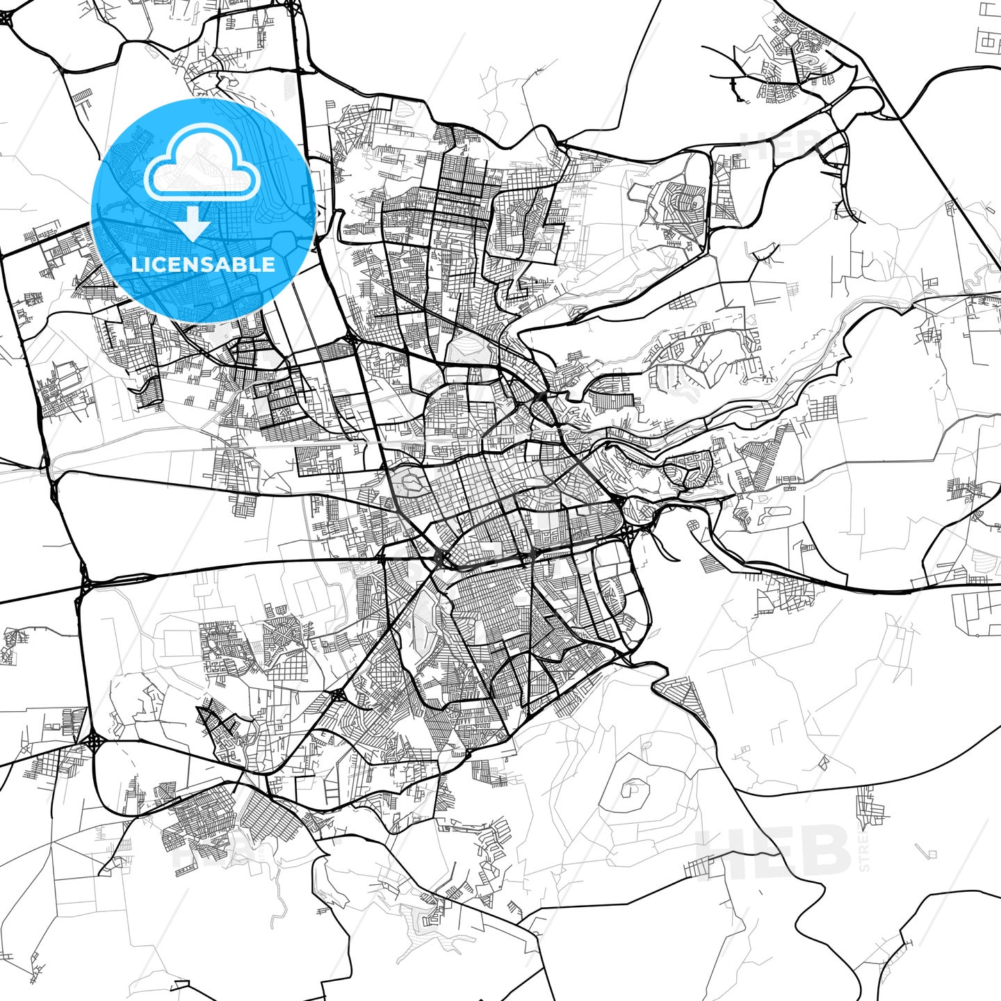 Vector PDF map of Querétaro, Mexico