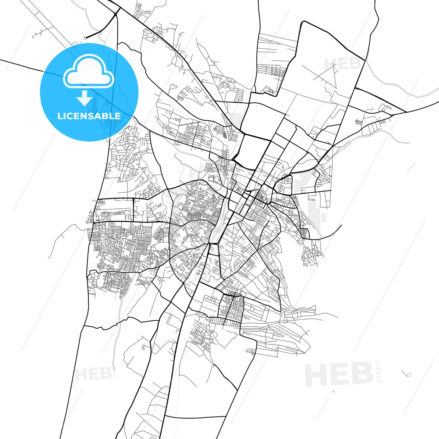 Vector PDF map of Quetta, Pakistan