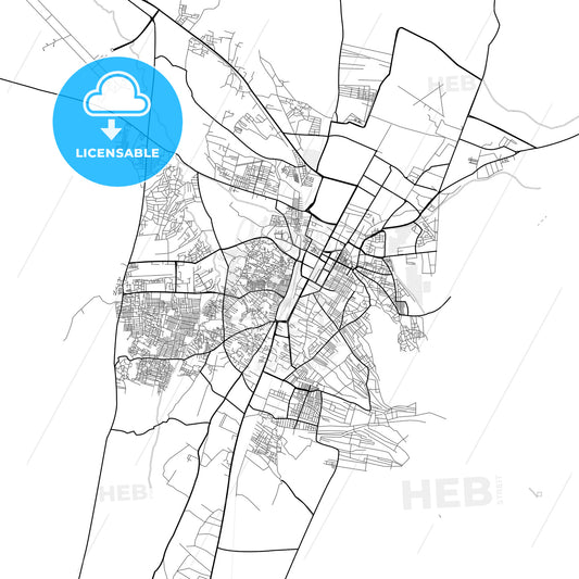 Vector PDF map of Quetta, Pakistan