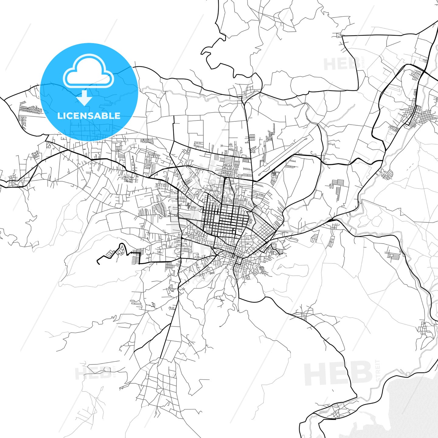 Vector PDF map of Quetzaltenango, Guatemala