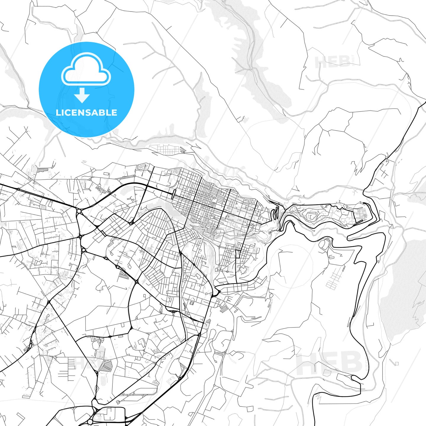 Vector PDF map of Ragusa, Italy