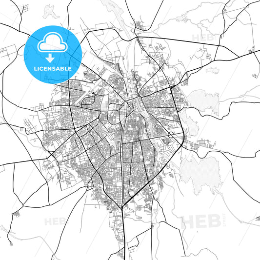 Vector PDF map of Rajkot, India