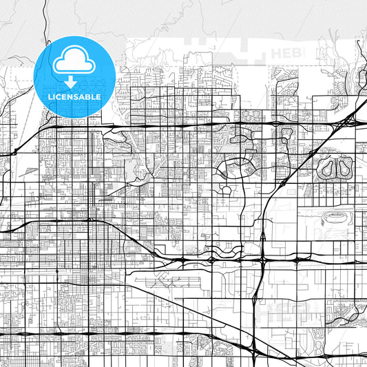 Vector PDF map of Rancho Cucamonga, California, United States
