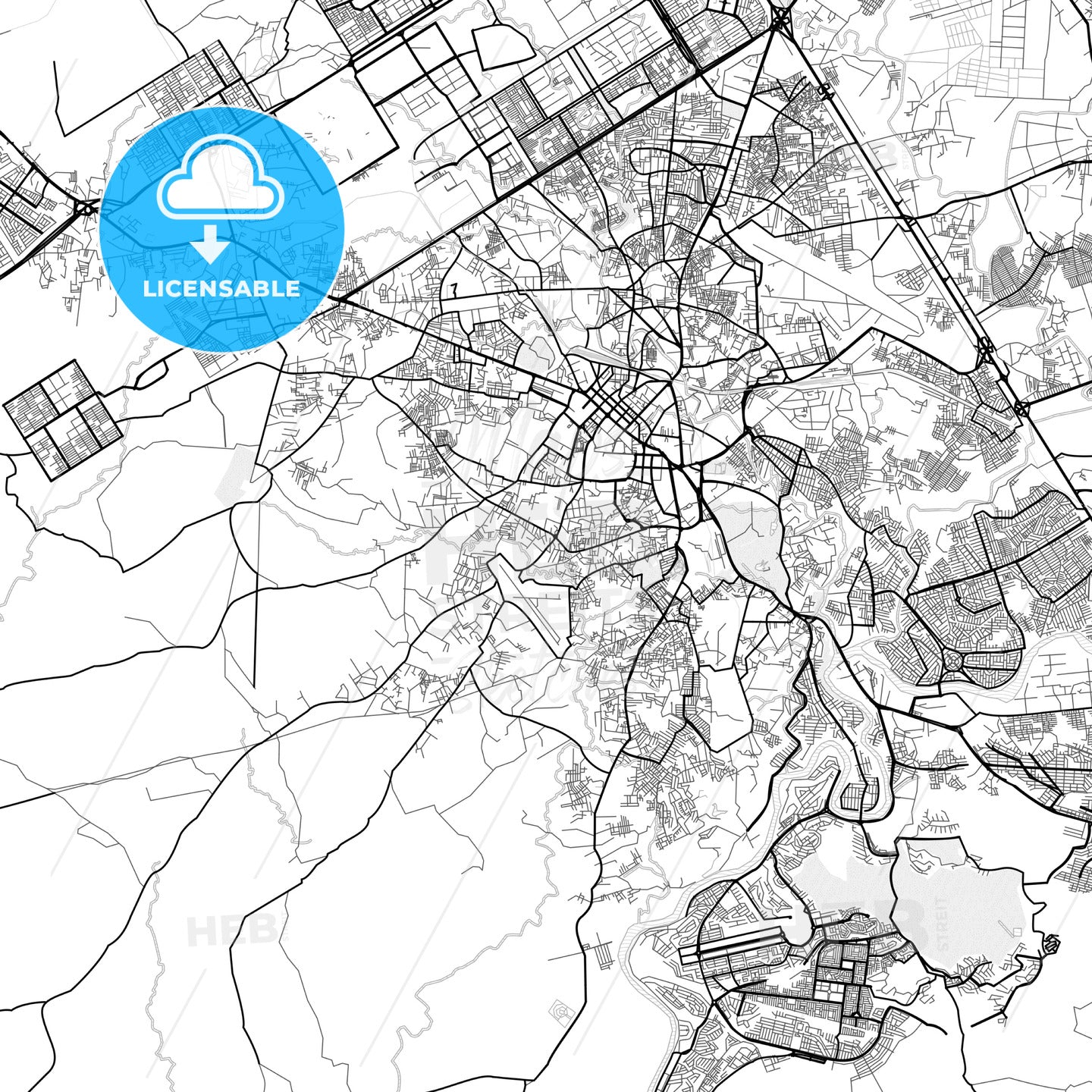 Vector PDF map of Rawalpindi, Pakistan