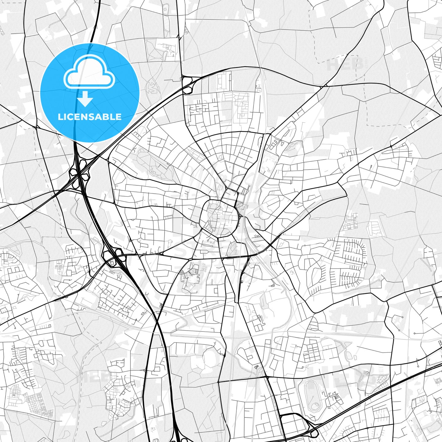 Vector PDF map of Recklinghausen, Germany