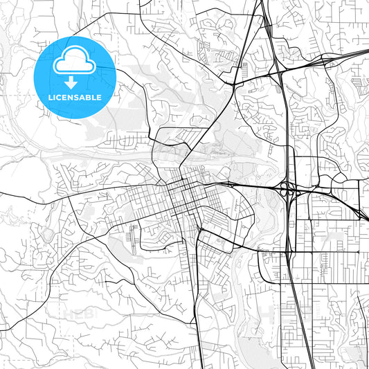 Vector PDF map of Redding, California, United States