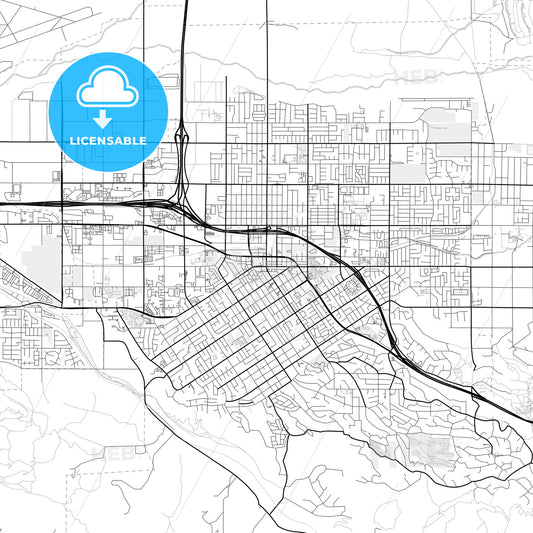 Vector PDF map of Redlands, California, United States