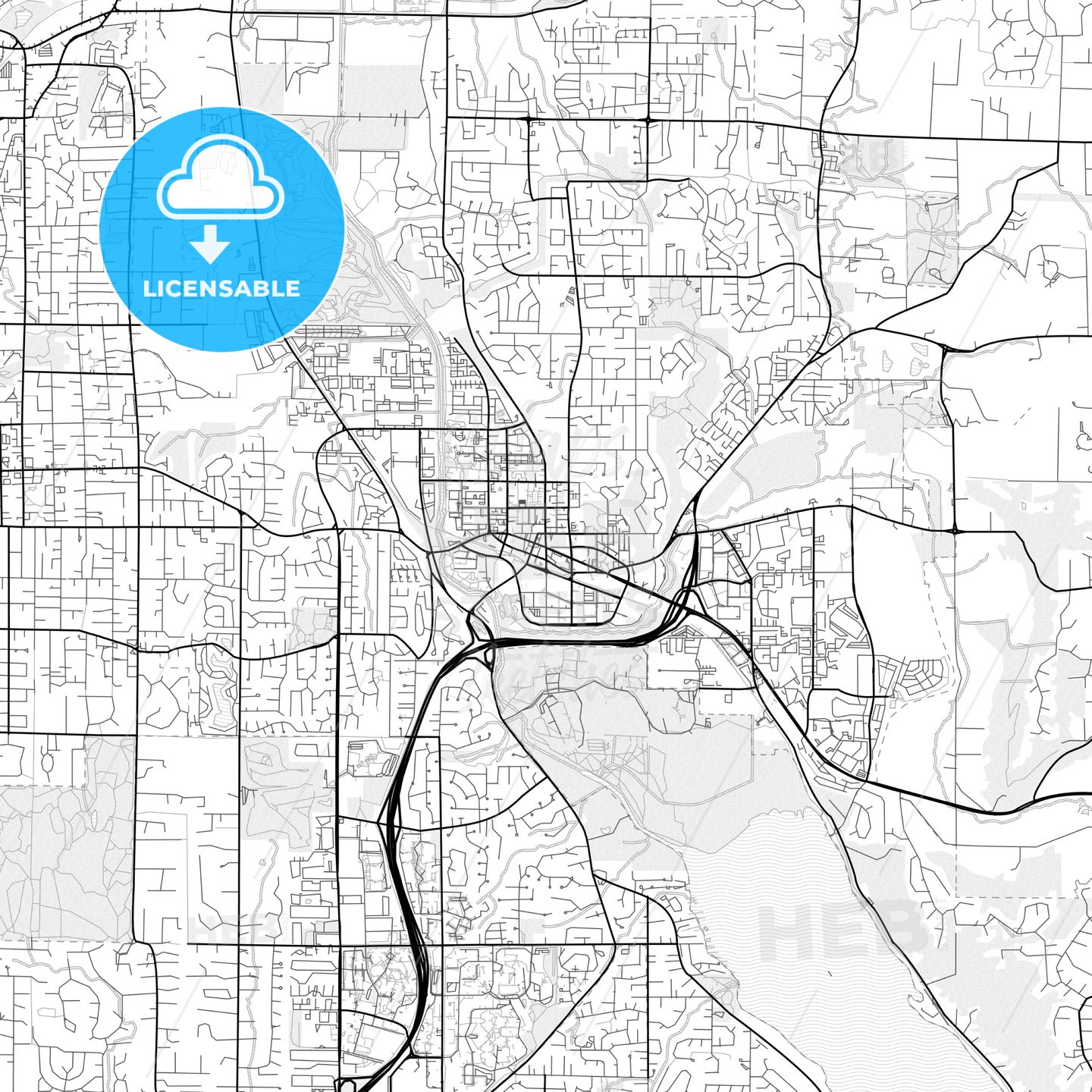Vector PDF map of Redmond, Washington, United States