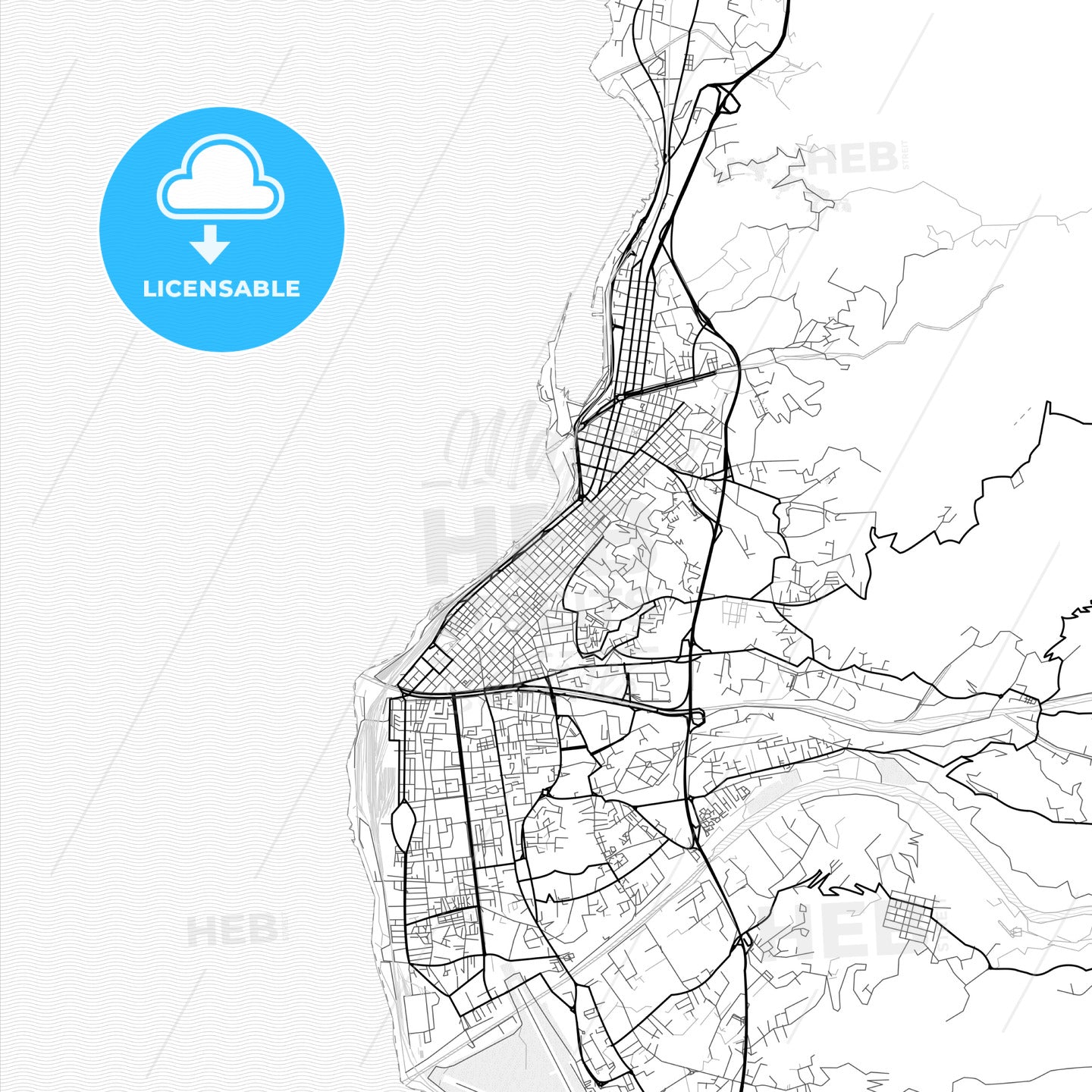 Vector PDF map of Reggio Calabria, Italy