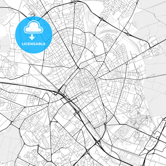 Vector PDF map of Reims, France