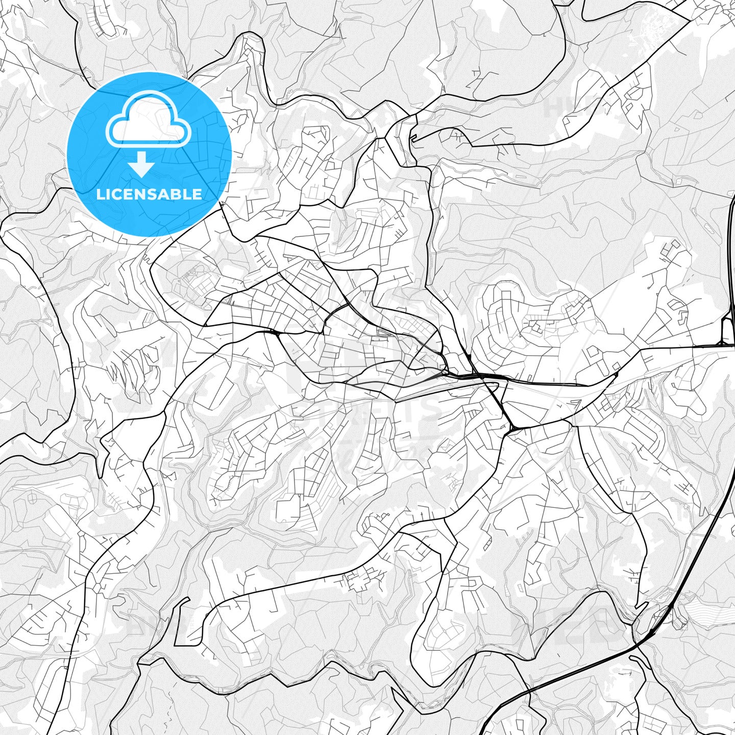 Vector PDF map of Remscheid, Germany