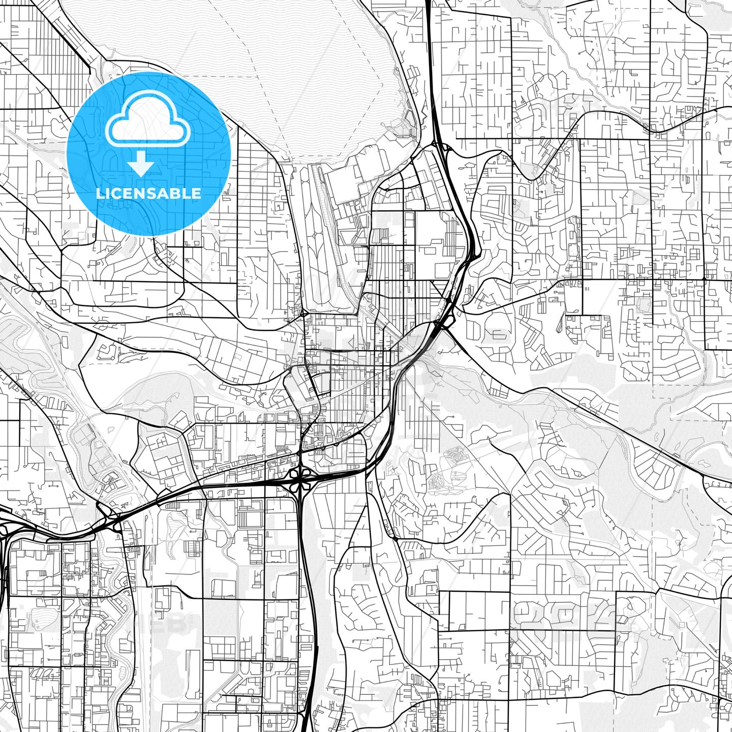 Vector PDF map of Renton, Washington, United States