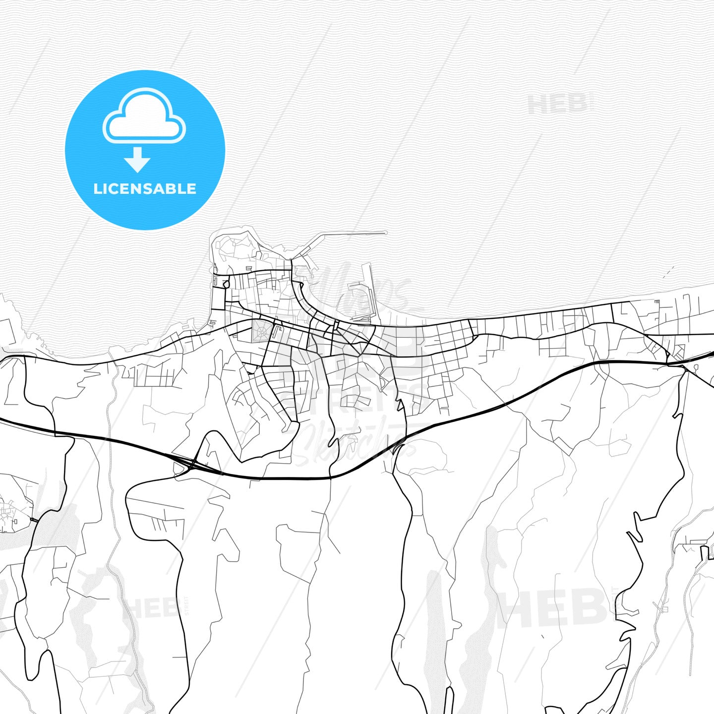 Vector PDF map of Rethymno, Greece