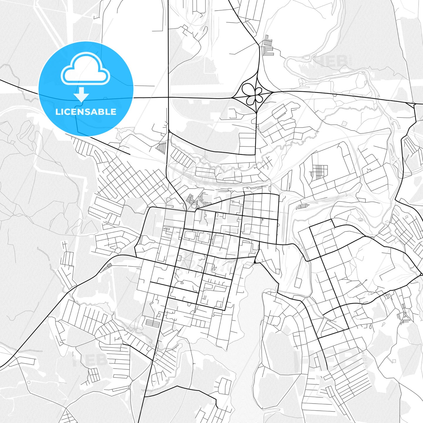 Vector PDF map of Revda, Russia