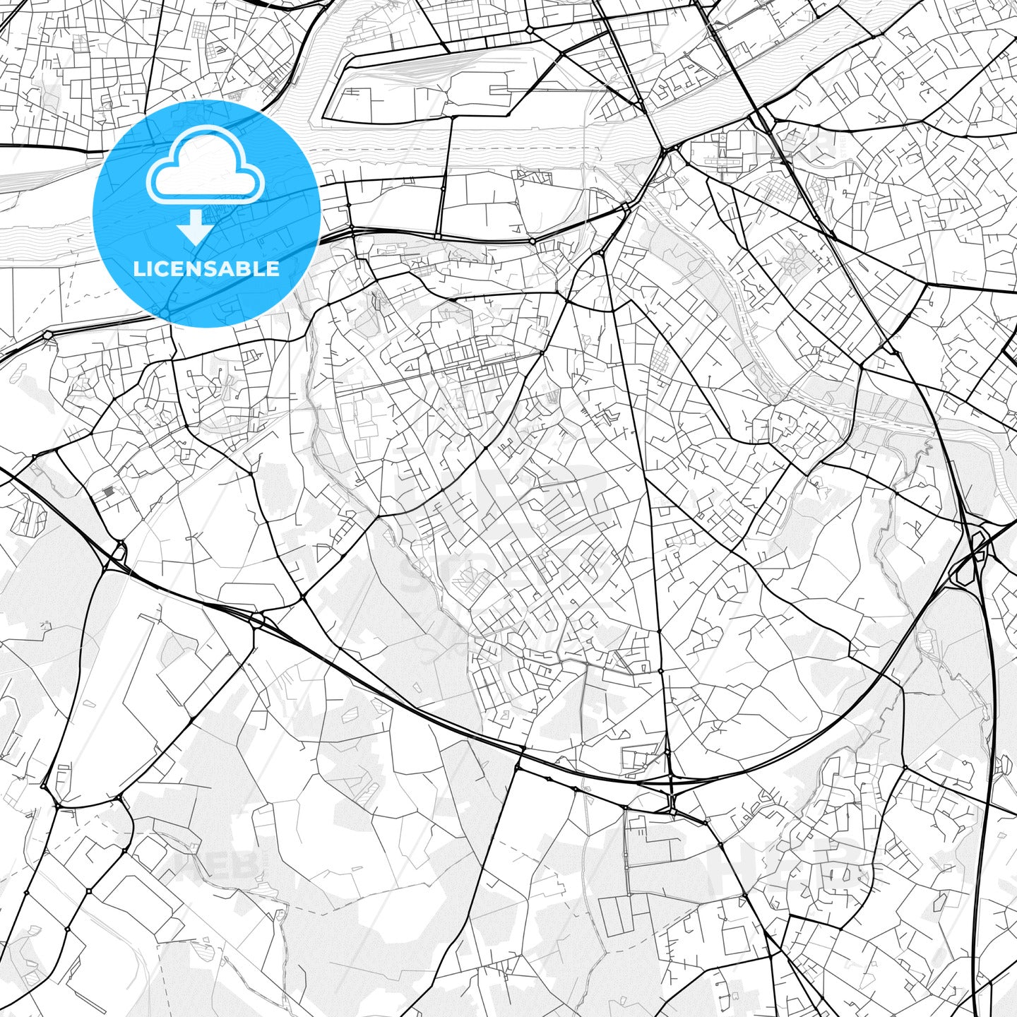 Vector PDF map of Rezé, France