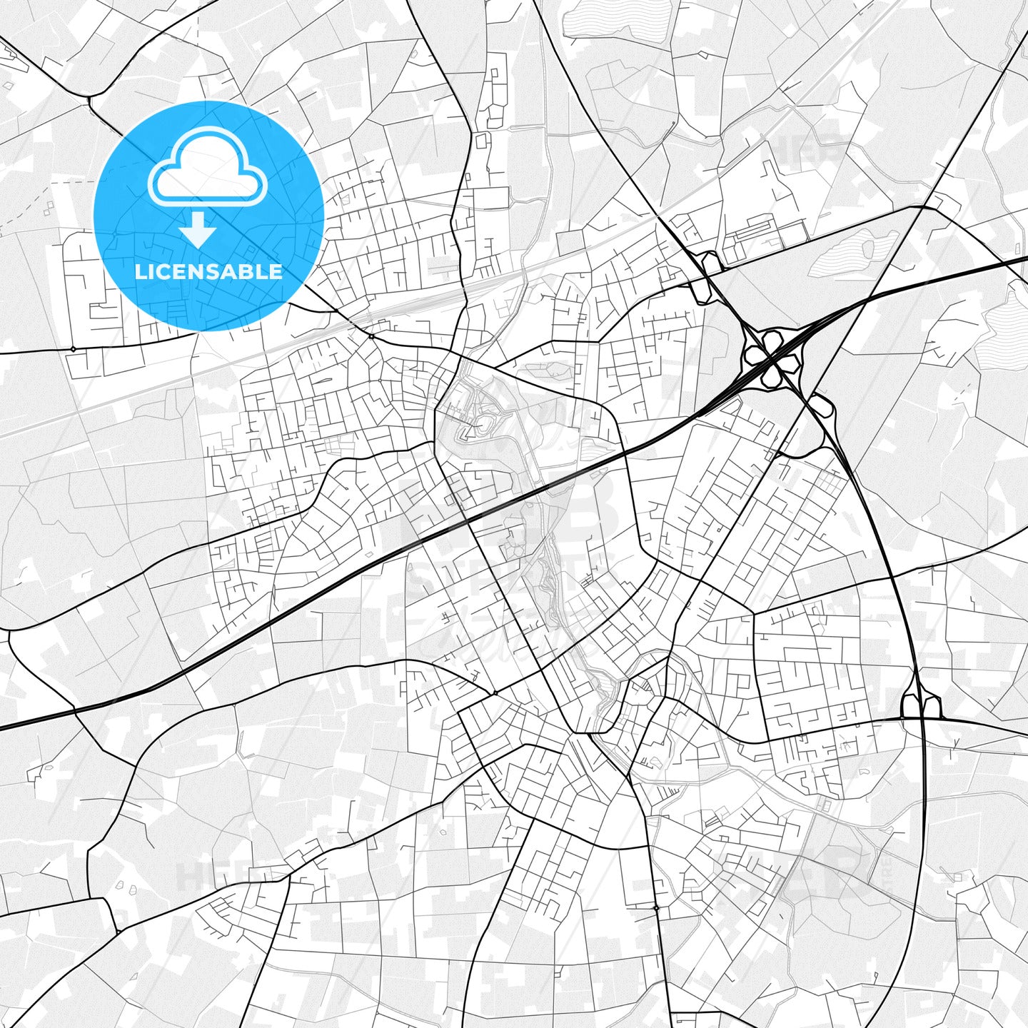 Vector PDF map of Rheda-Wiedenbruck, Germany