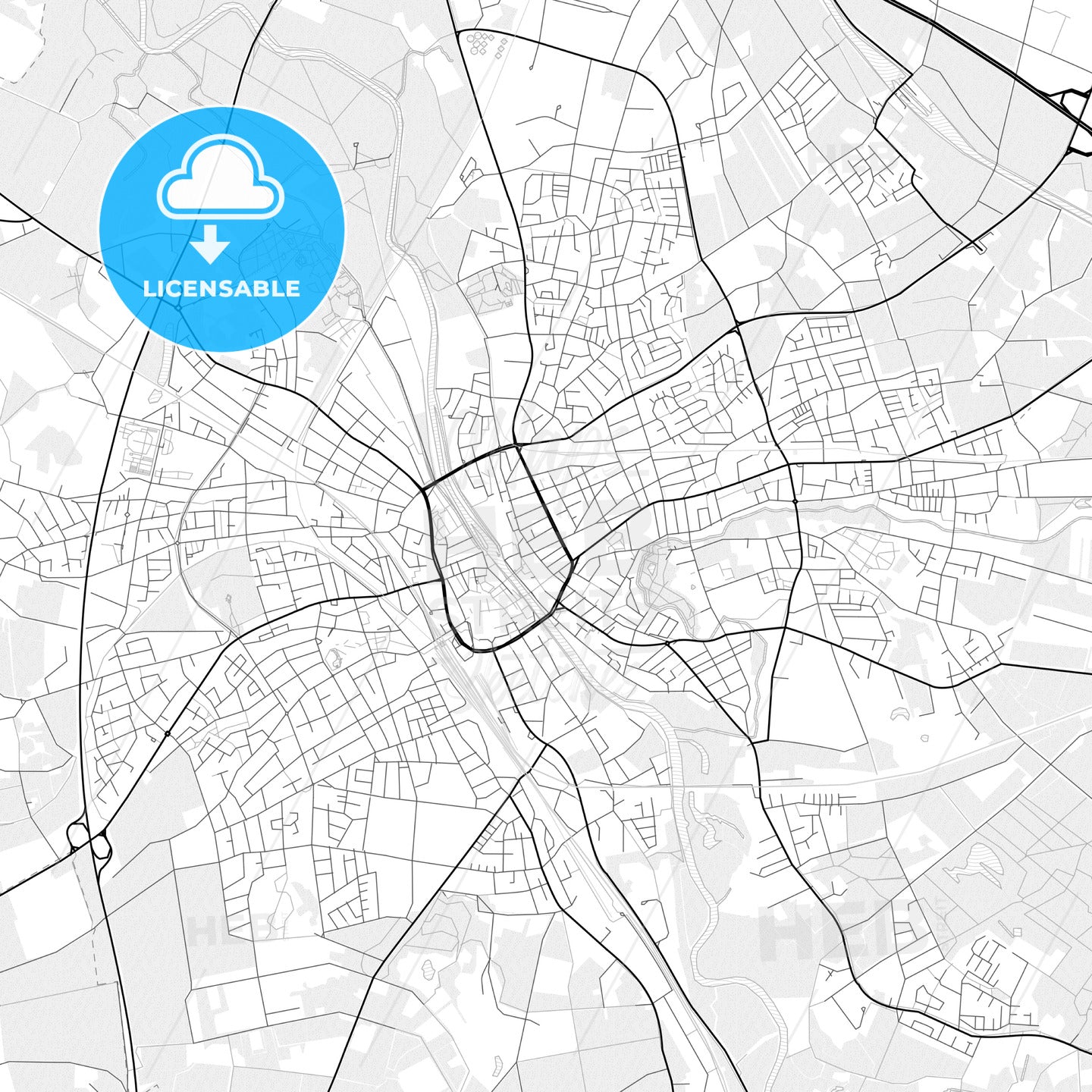 Vector PDF map of Rheine, Germany