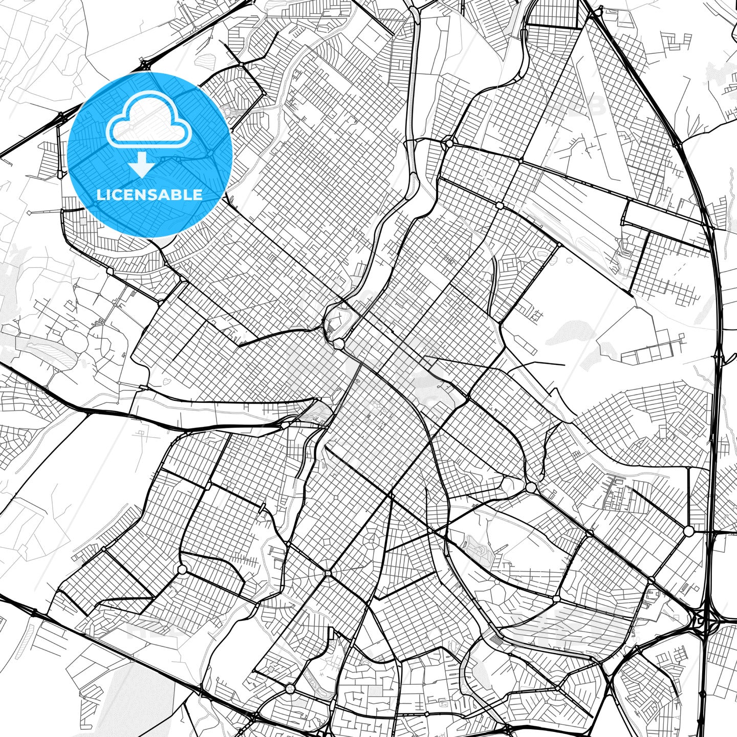 Vector PDF map of Ribeirao Preto, Brazil