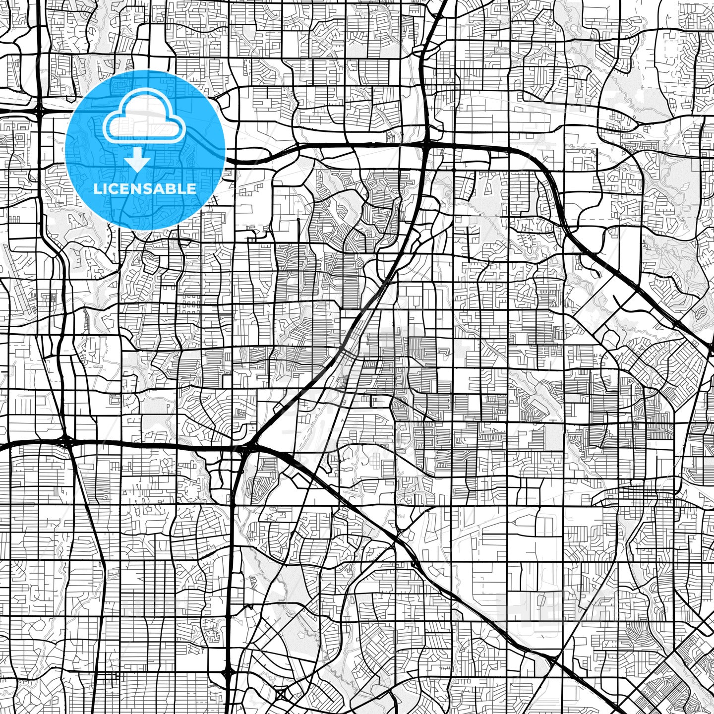 Vector PDF map of Richardson, Texas, United States