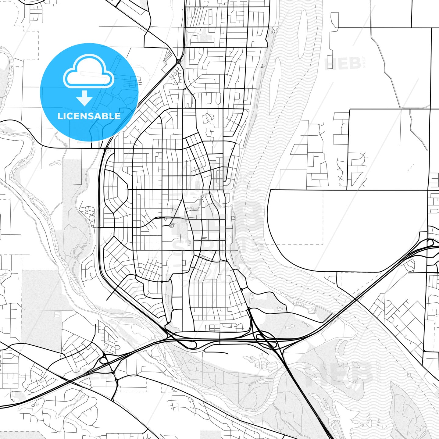 Vector PDF map of Richland, Washington, United States