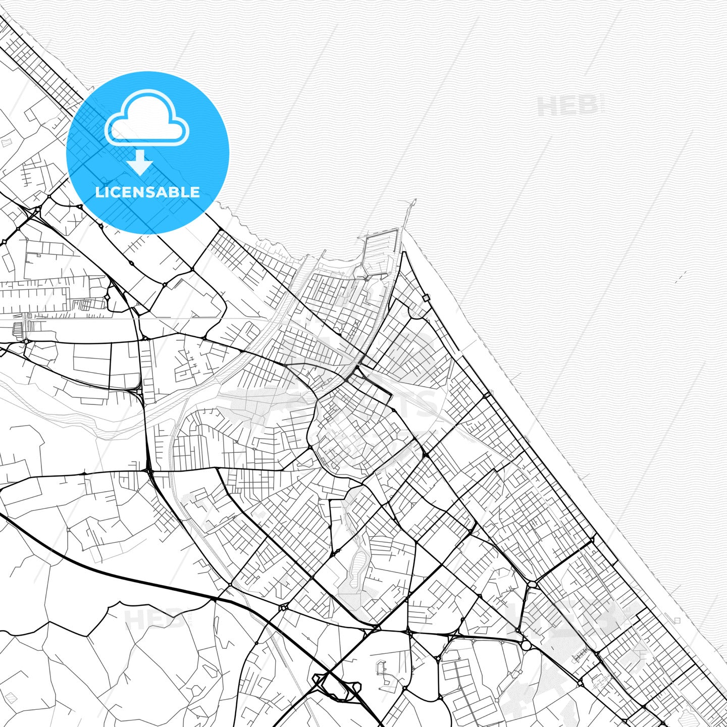 Vector PDF map of Rimini, Italy