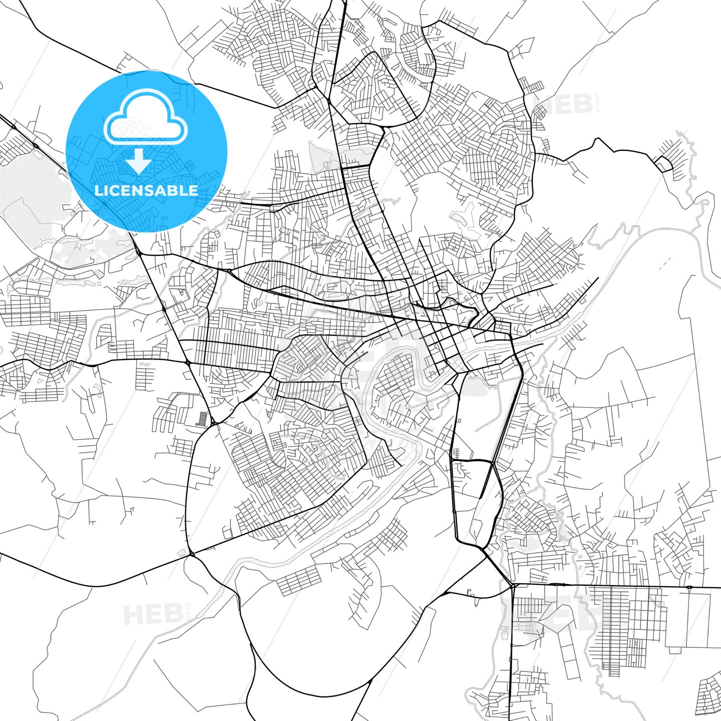 Vector PDF map of Rio Branco, Brazil