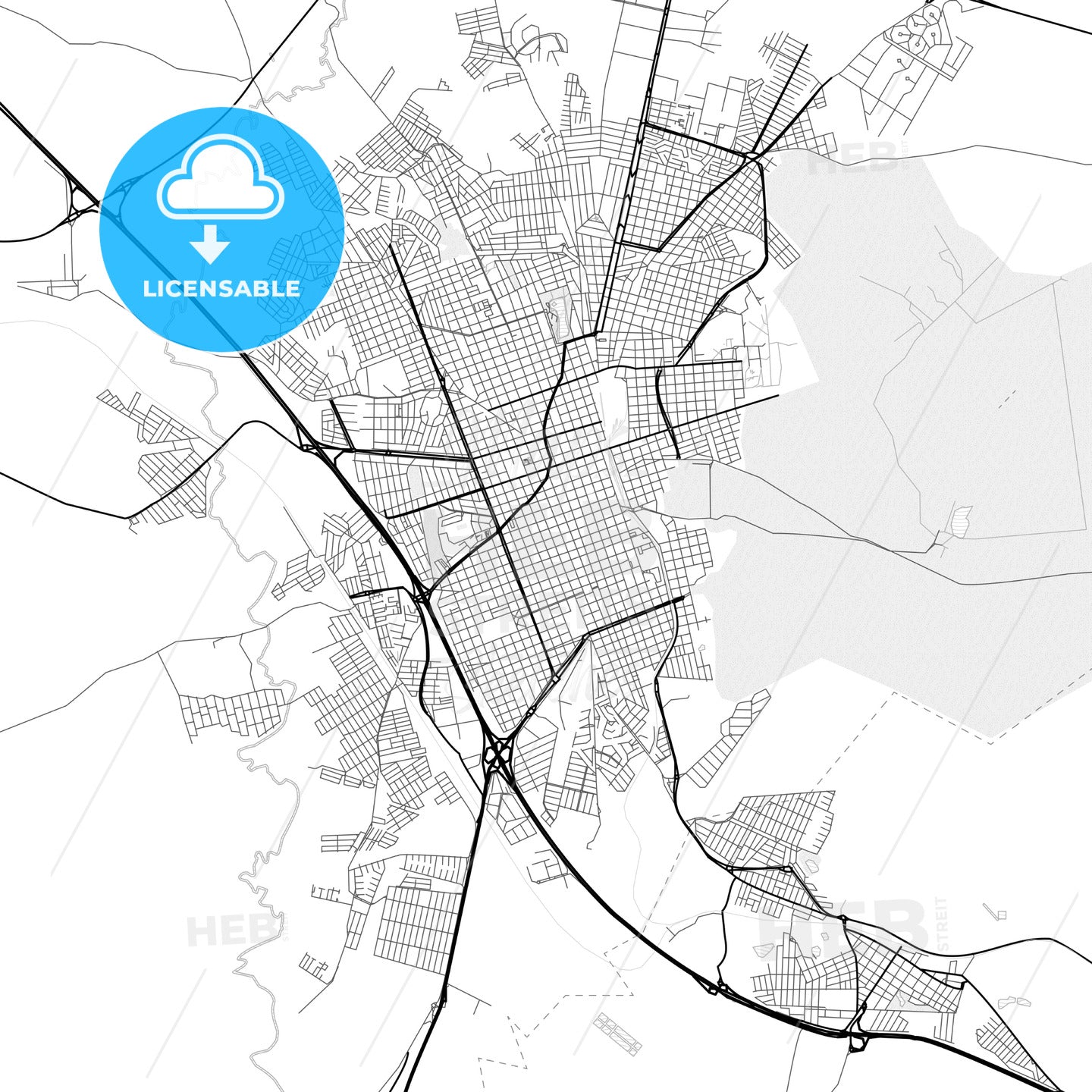 Vector PDF map of Rio Claro, Brazil