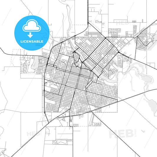 Vector PDF map of Rio Cuarto, Argentina