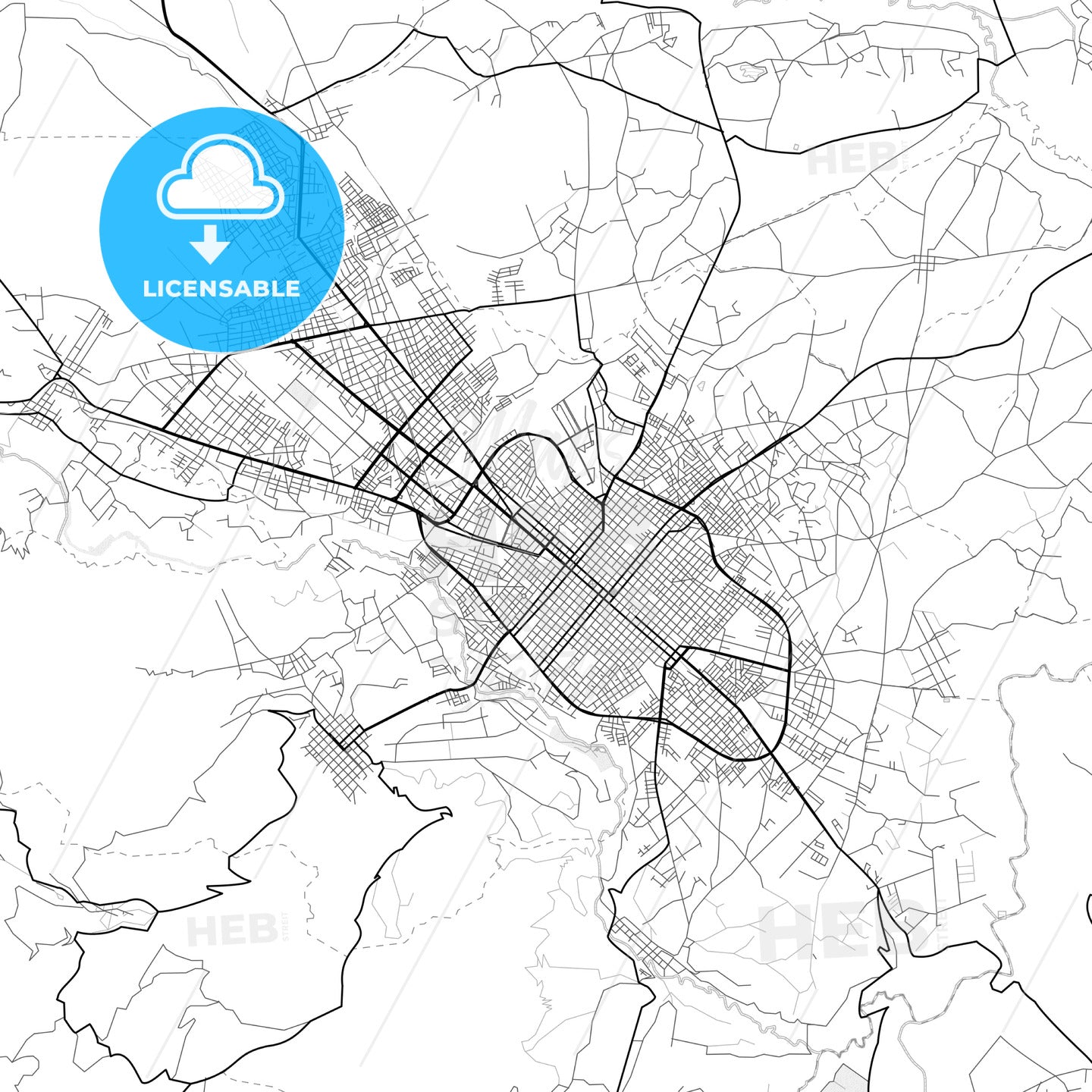 Vector PDF map of Riobamba, Ecuador