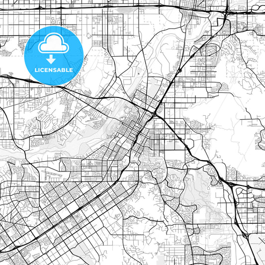 Vector PDF map of Riverside, California, United States