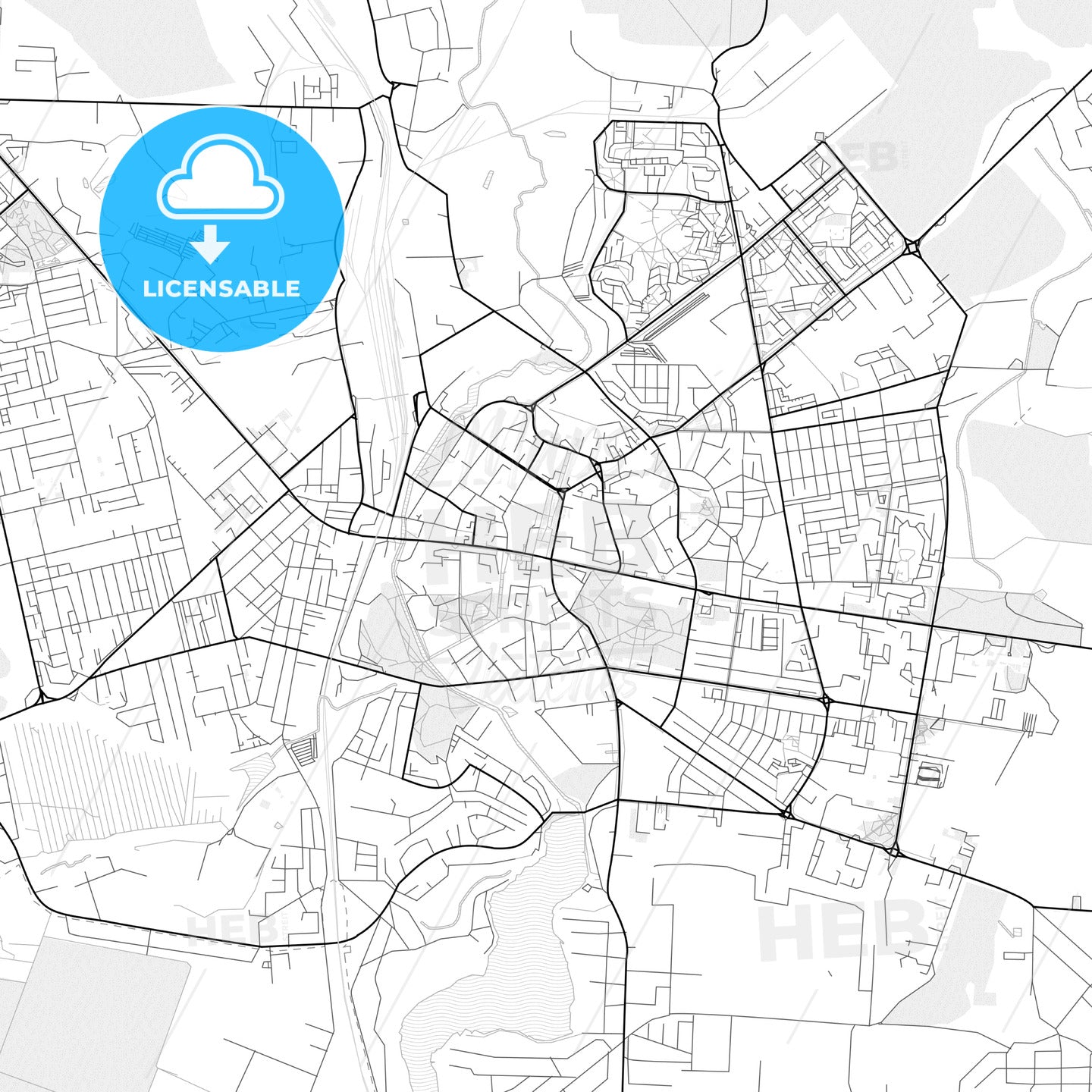 Vector PDF map of Rivne, Ukraine