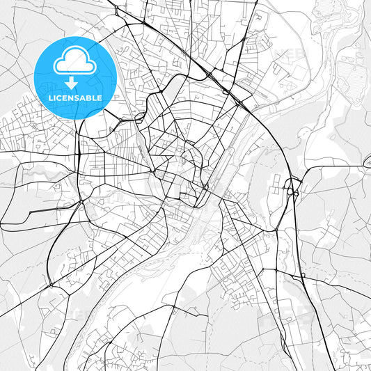 Vector PDF map of Roanne, France