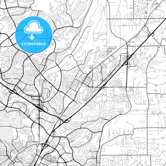 Vector PDF map of Rocklin, California, United States