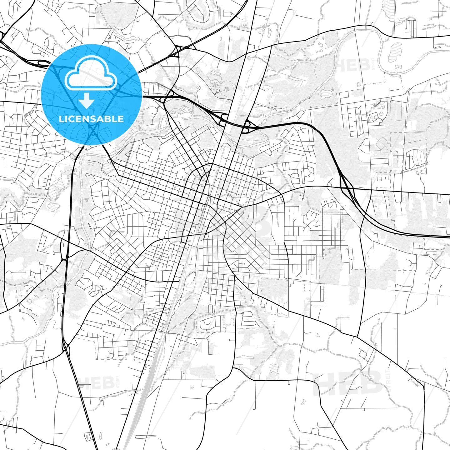 Vector PDF map of Rocky Mount, North Carolina, United States