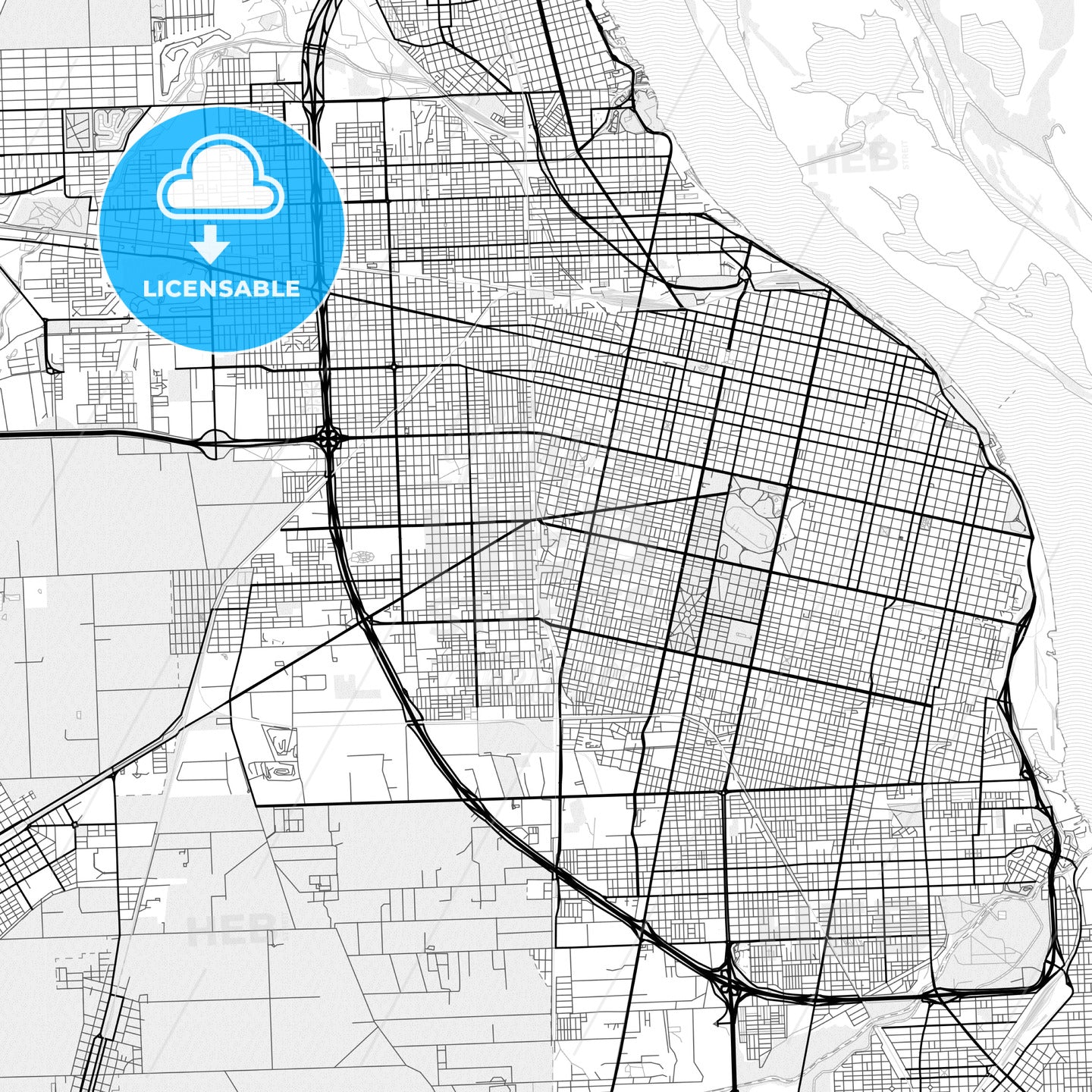 Vector PDF map of Rosario, Argentina