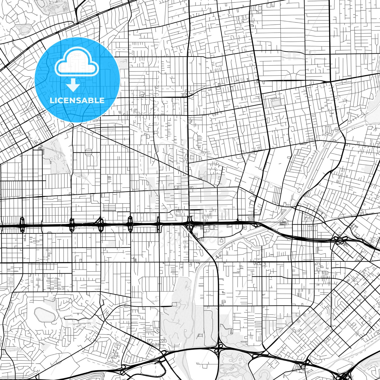 Vector PDF map of Rosemead, California, United States