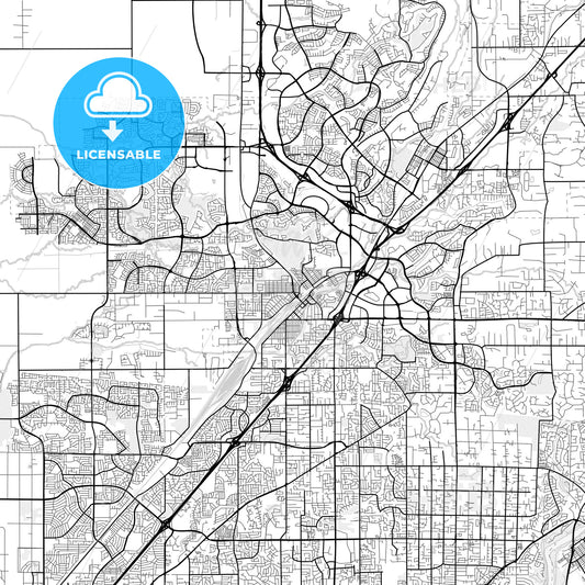 Vector PDF map of Roseville, California, United States