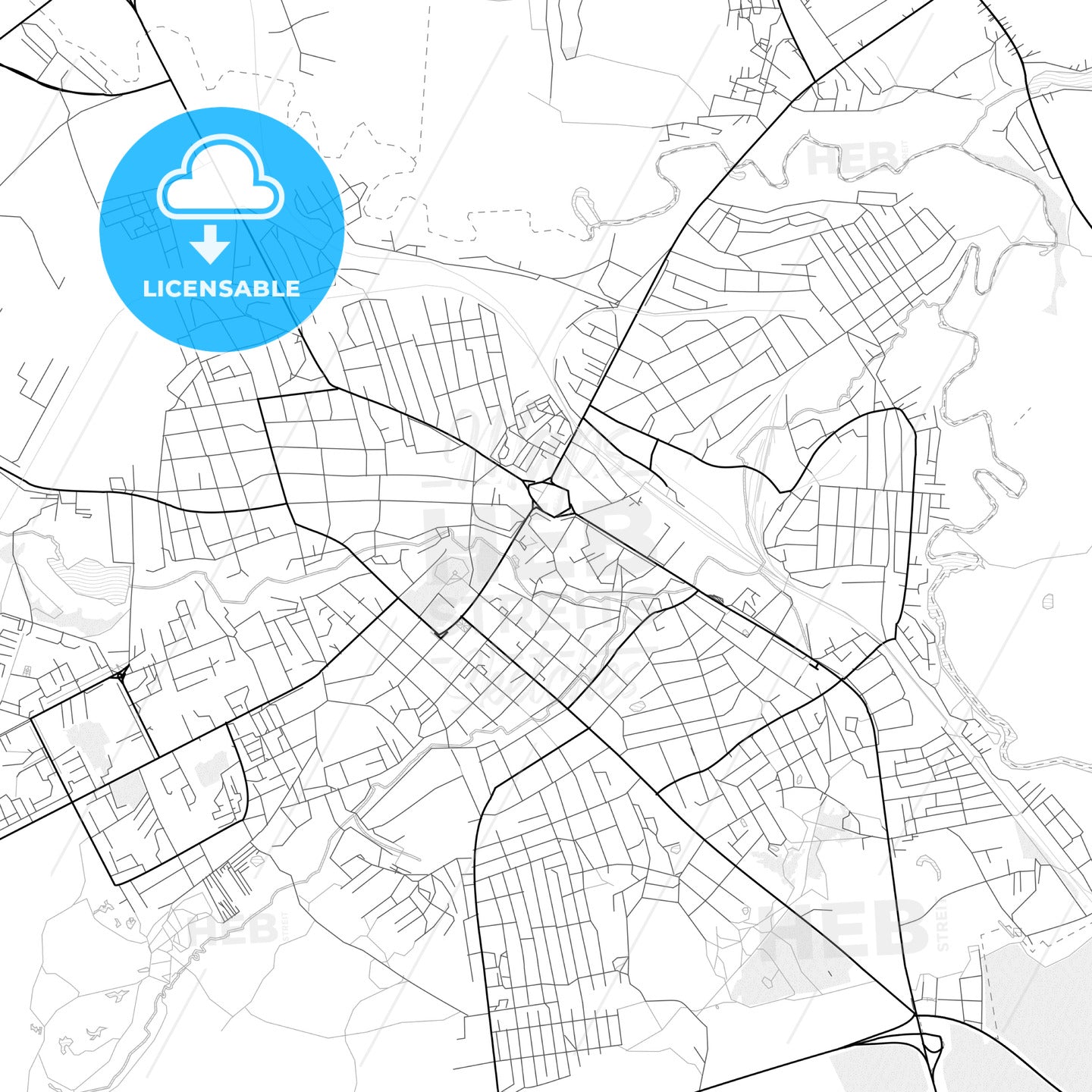 Vector PDF map of Roslavl, Russia