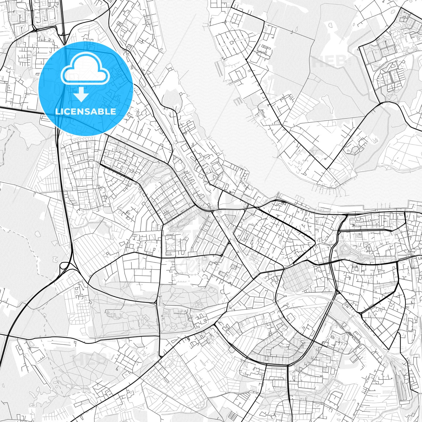 Vector PDF map of Rostock, Germany