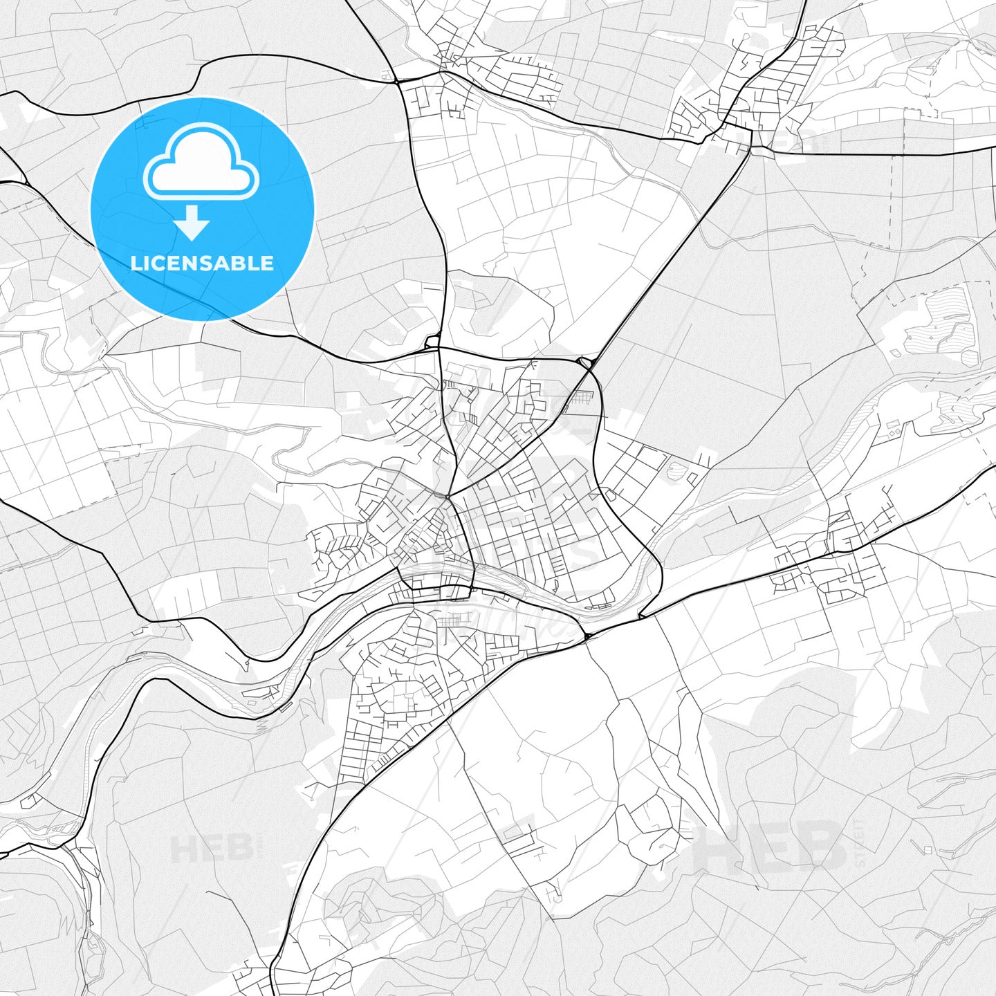 Vector PDF map of Rottenburg am Neckar, Germany