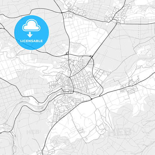 Vector PDF map of Rottenburg am Neckar, Germany